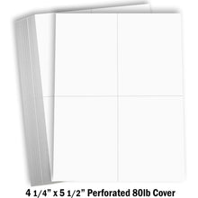 Hamilco White Cardstock Thick Paper - 8 1/2 x 11" Perforated 4 Up - 4 1/4 x 5 1/2" Cards - 100 Pack 400 Cards
