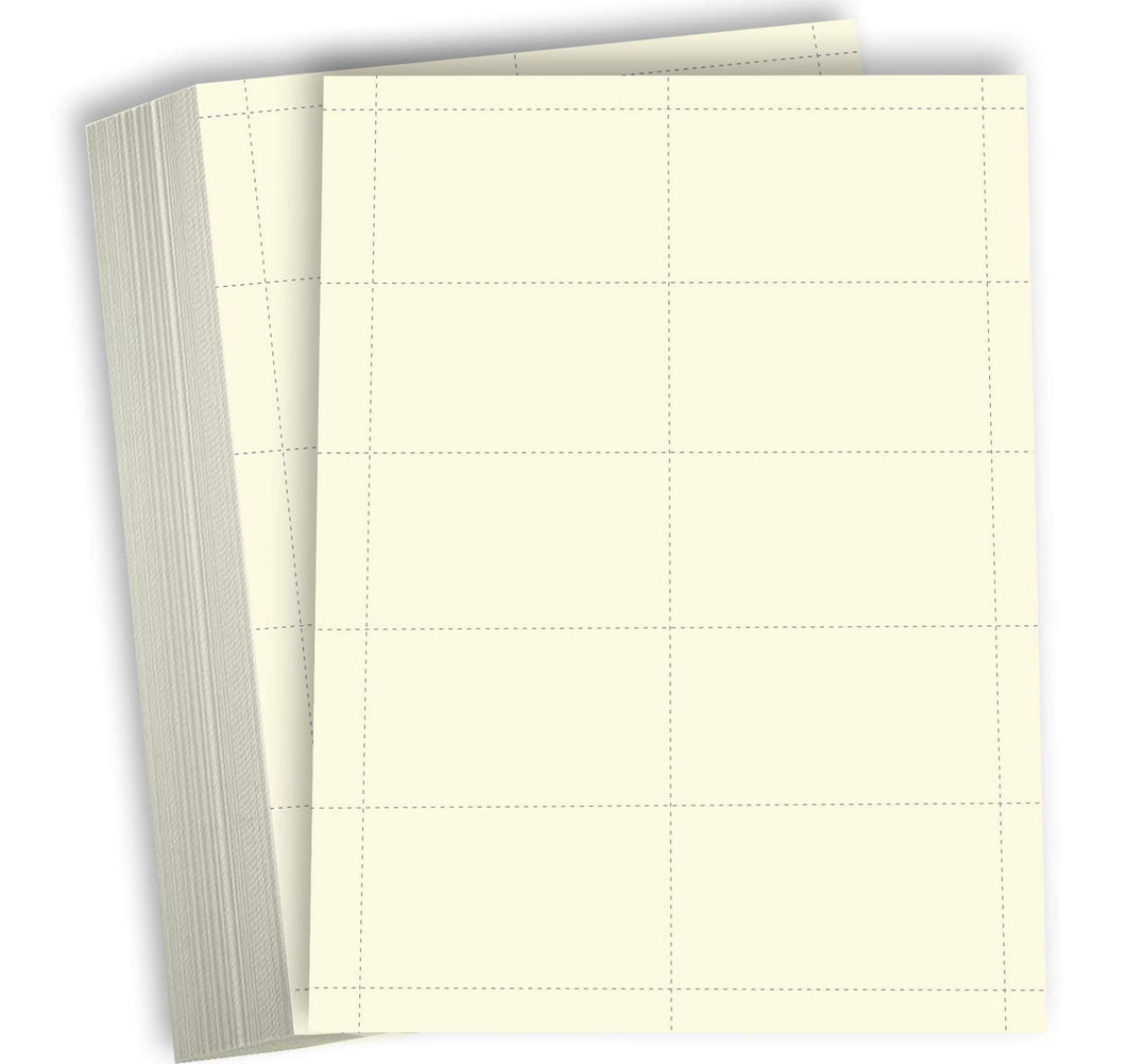 Hamilco Blank Business Cards Cardstock Paper - Cream Perforated Card Stock Heavy Weight 80 lb 3 1/2 x 2
