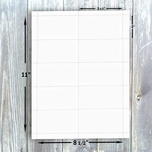Hamilco Blank Business Cards Card Stock Paper – White Mini Note Index Perforated Cardstock for Printer – Heavy Weight 80 lb 3 1/2 x 2" – 100 Sheets 1000 Cards