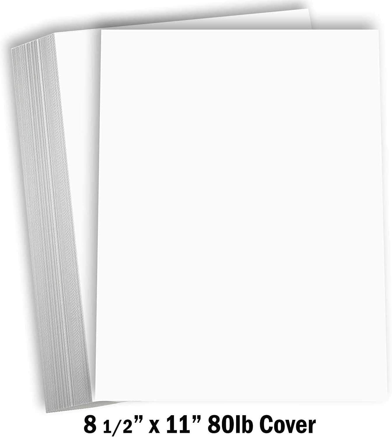 Hamilco White Cardstock Thick Paper – 8 1/2 x 11" Blank Heavy Weight 80 lb Cover Card Stock - for Brochure Award and Stationery Printing - 100 Pack (Bright)