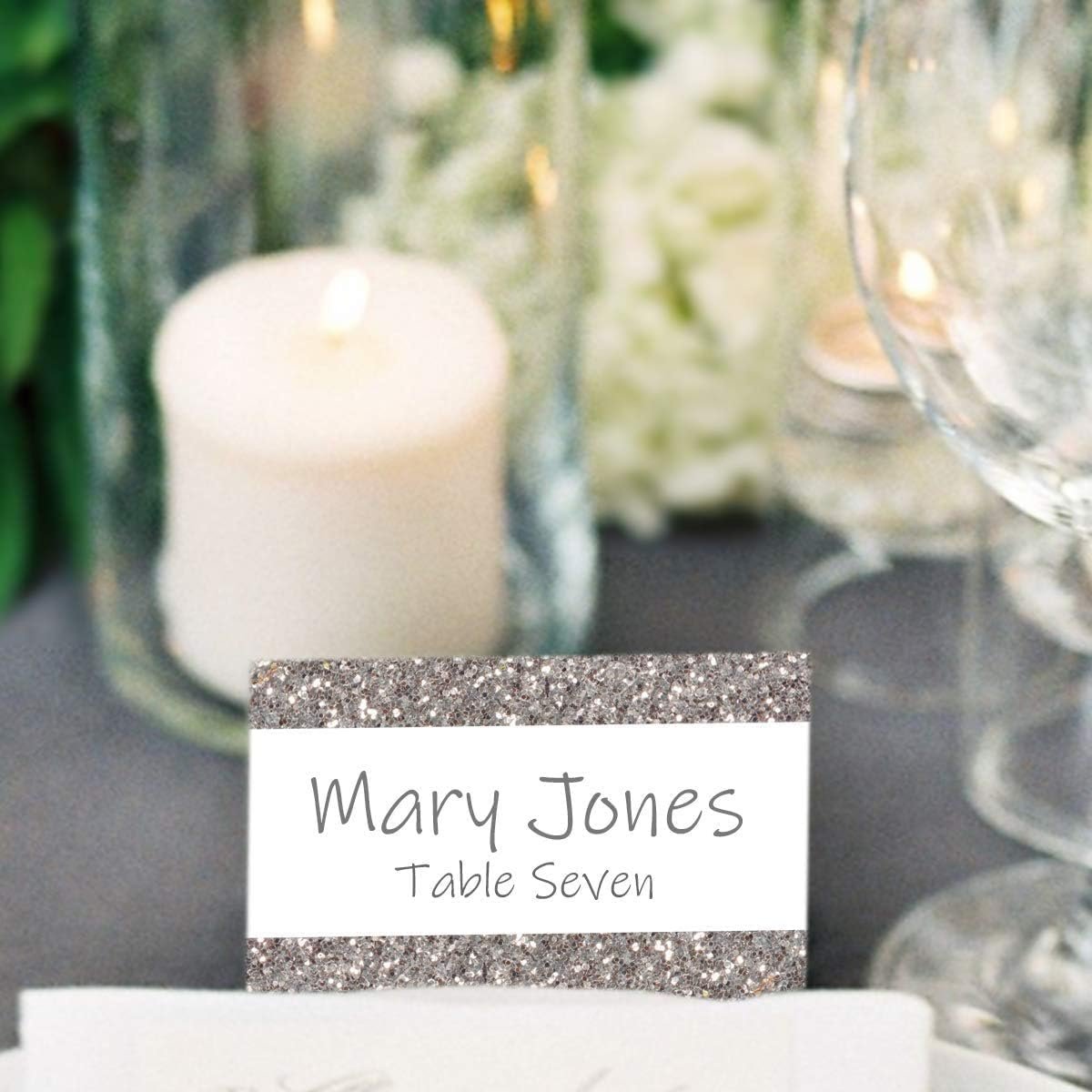 Hamilco Blank Tent Name Place Table Cards 2 1/2" x 8" Folded Card Stock - White Cardstock Paper 80lb Cover - 100 Pack