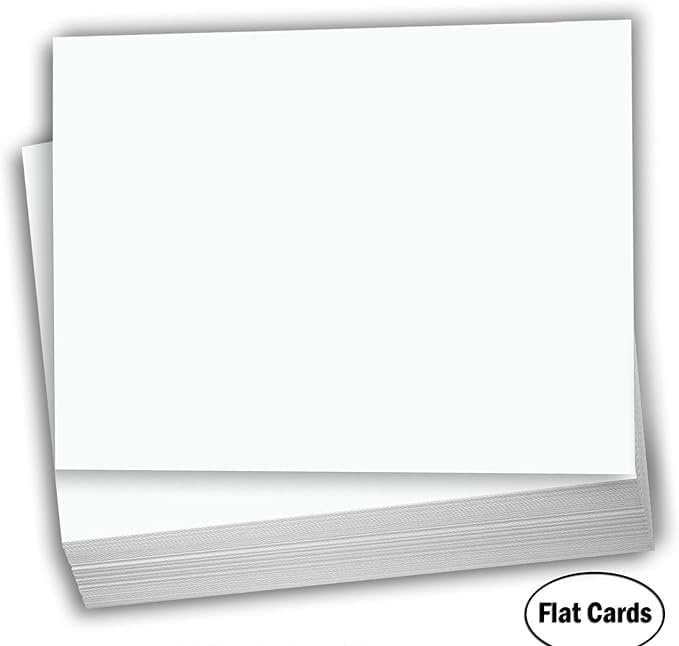 Hamilco White Cardstock Blank Index Flash Note & Post Cards - Flat 5 X 7" Paper 65 lb Cover for Printer - 100 Pack
