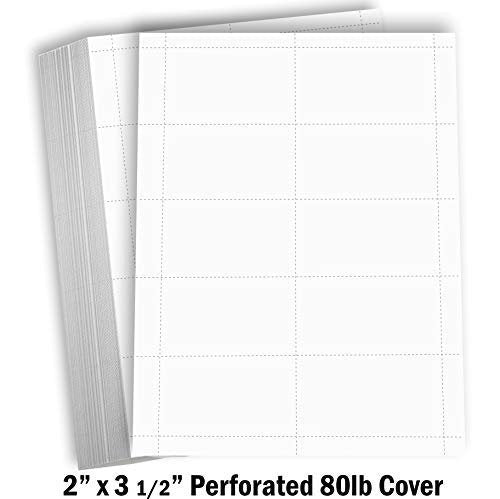 Hamilco Blank Business Cards Card Stock Paper – White Mini Note Index Perforated Cardstock for Printer – Heavy Weight 80 lb 3 1/2 x 2" – 100 Sheets 1000 Cards