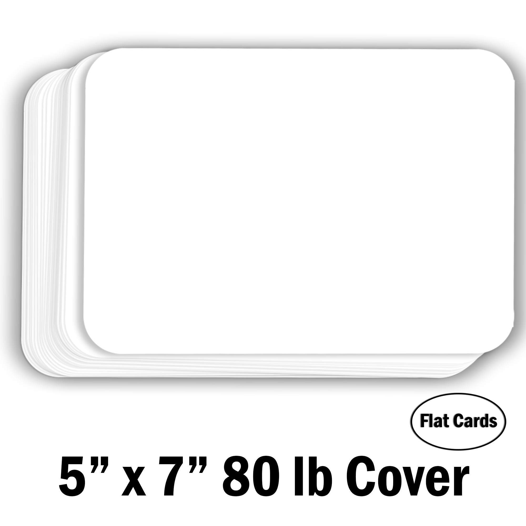 Hamilco White Cardstock Thick Paper - Blank Index Flash Note & Post Cards with Rounded Corners - Greeting Invitations Stationery 5 X 7" Heavy weight 80 lb Card Stock (100 Pack)