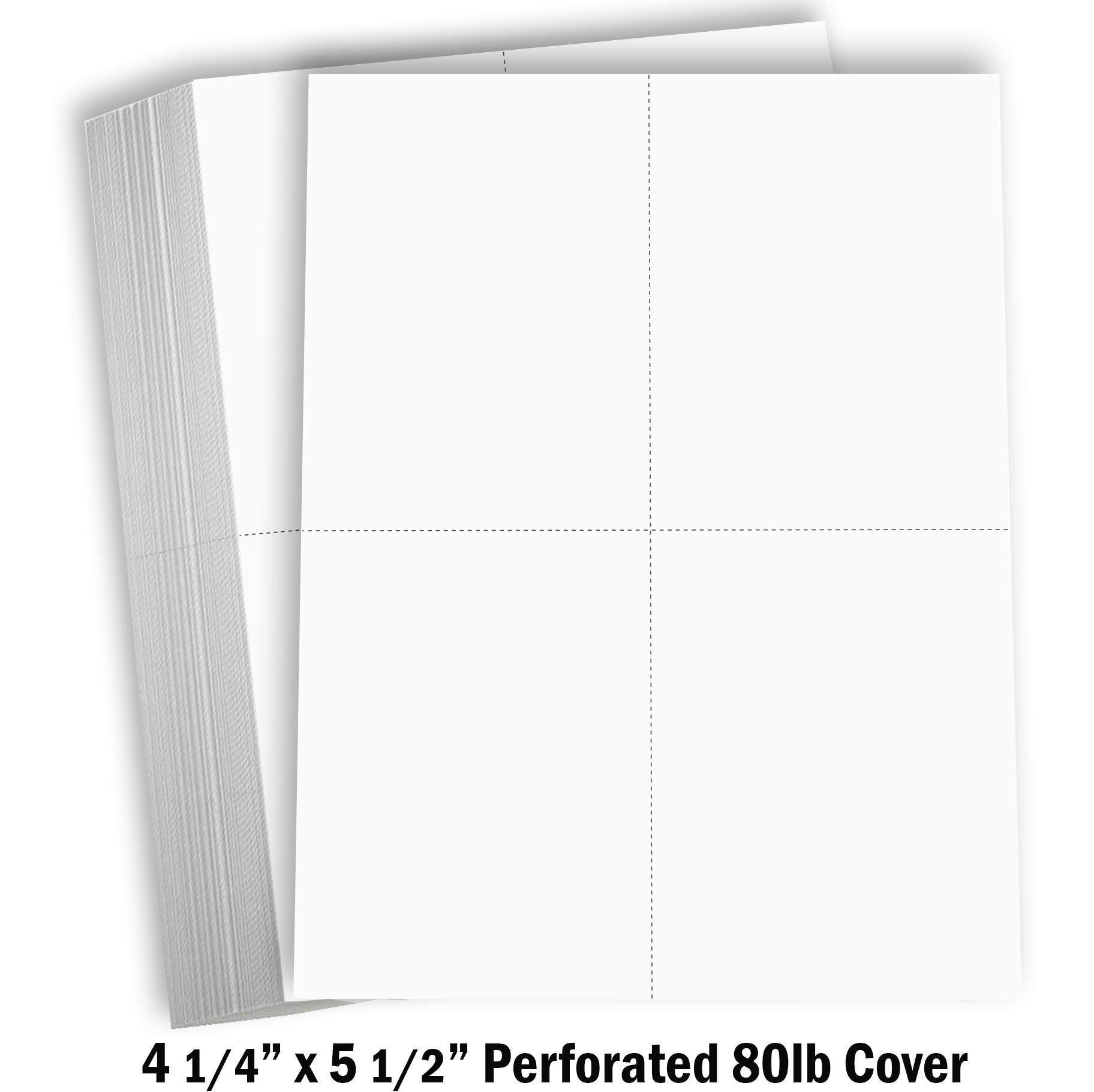 Hamilco White Cardstock Thick Paper - 8 1/2 x 11" Perforated 4 Up - 4 1/4 x 5 1/2" Cards - 100 Pack 400 Cards