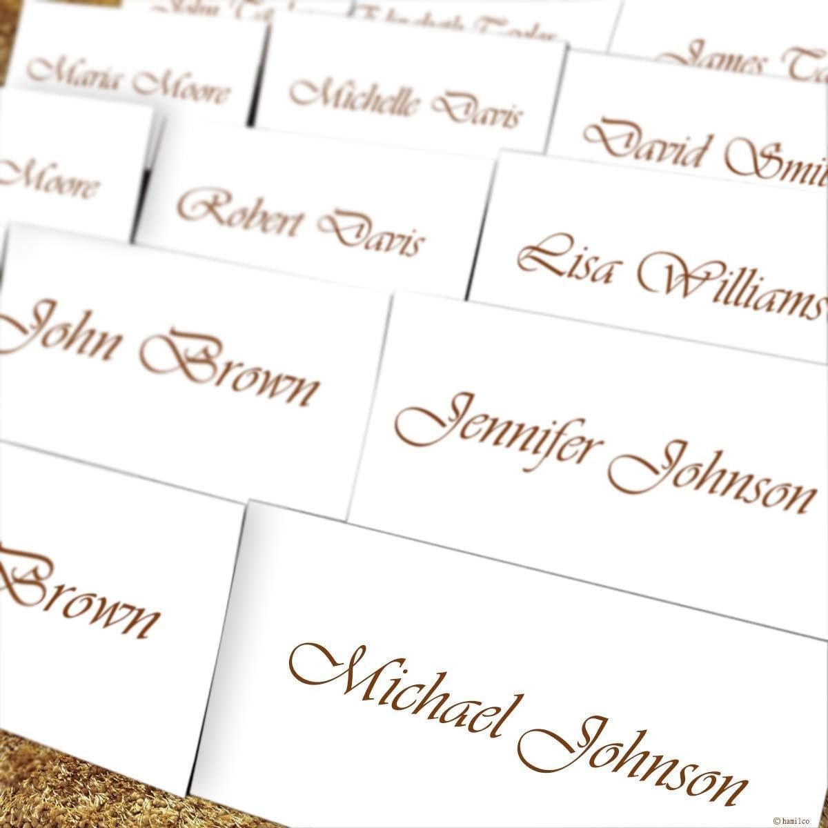 Hamilco Blank Tent Name Place Table Cards 2 1/2" x 8" Folded Card Stock - White Cardstock Paper 80lb Cover - 100 Pack