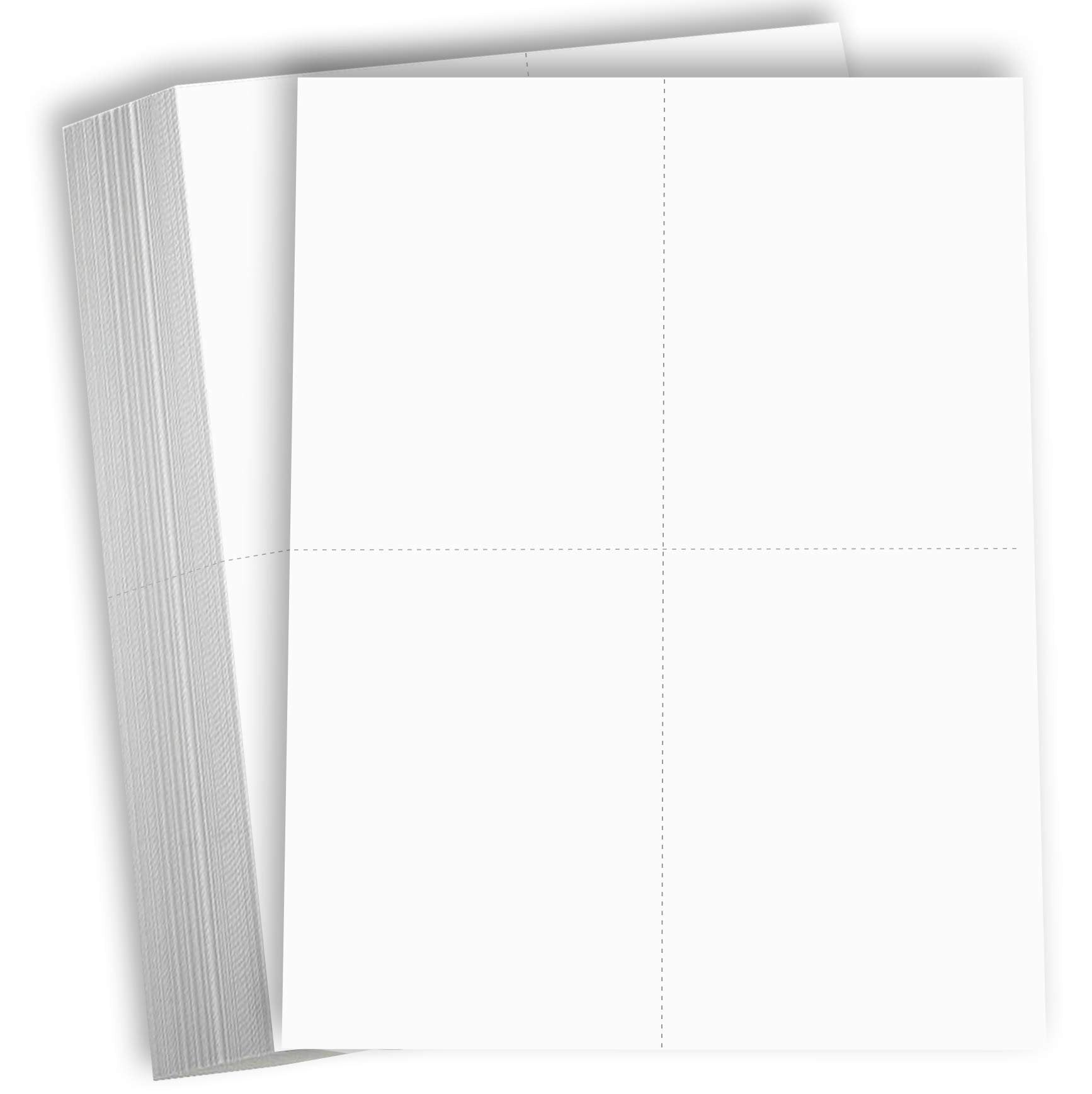 Hamilco White Cardstock Thick Paper - 8 1/2 x 11" Perforated 4 Up - 4 1/4 x 5 1/2" Cards - 100 Pack 400 Cards