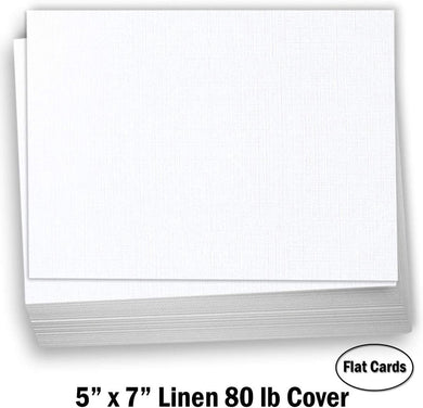 Hamilco 5x7 White Linen Cardstock Paper Blank Index Cards Card Stock 80lb Cover – 50 Pack