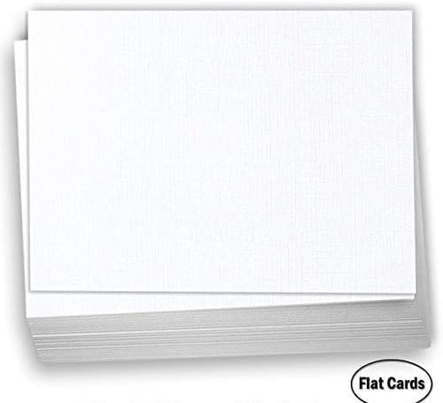 Hamilco 5.5x8.5 White Linen Cardstock Paper Blank Index Cards Flat 80lb Cover 100 Pack