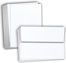 Hamilco White Linen Cards and Envelopes - Flat 5" x 7" Cardstock Paper 80lb Cover 50 Pack