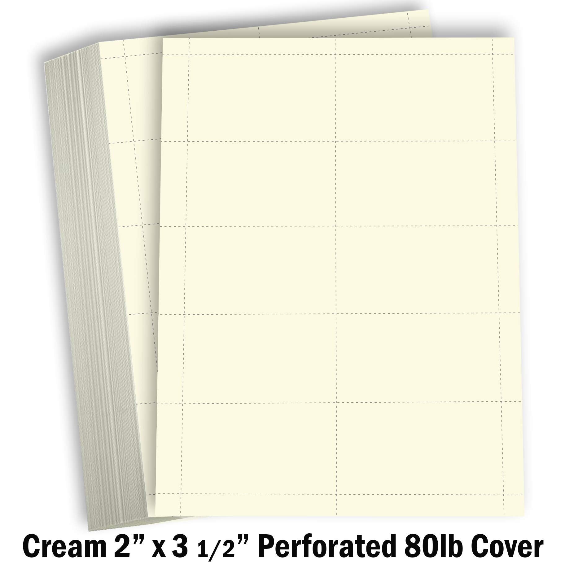 Hamilco Blank Business Cards Cardstock Paper - Cream Perforated Card Stock Heavy Weight 80 lb 3 1/2 x 2" – 100 Sheets 1000 Cards