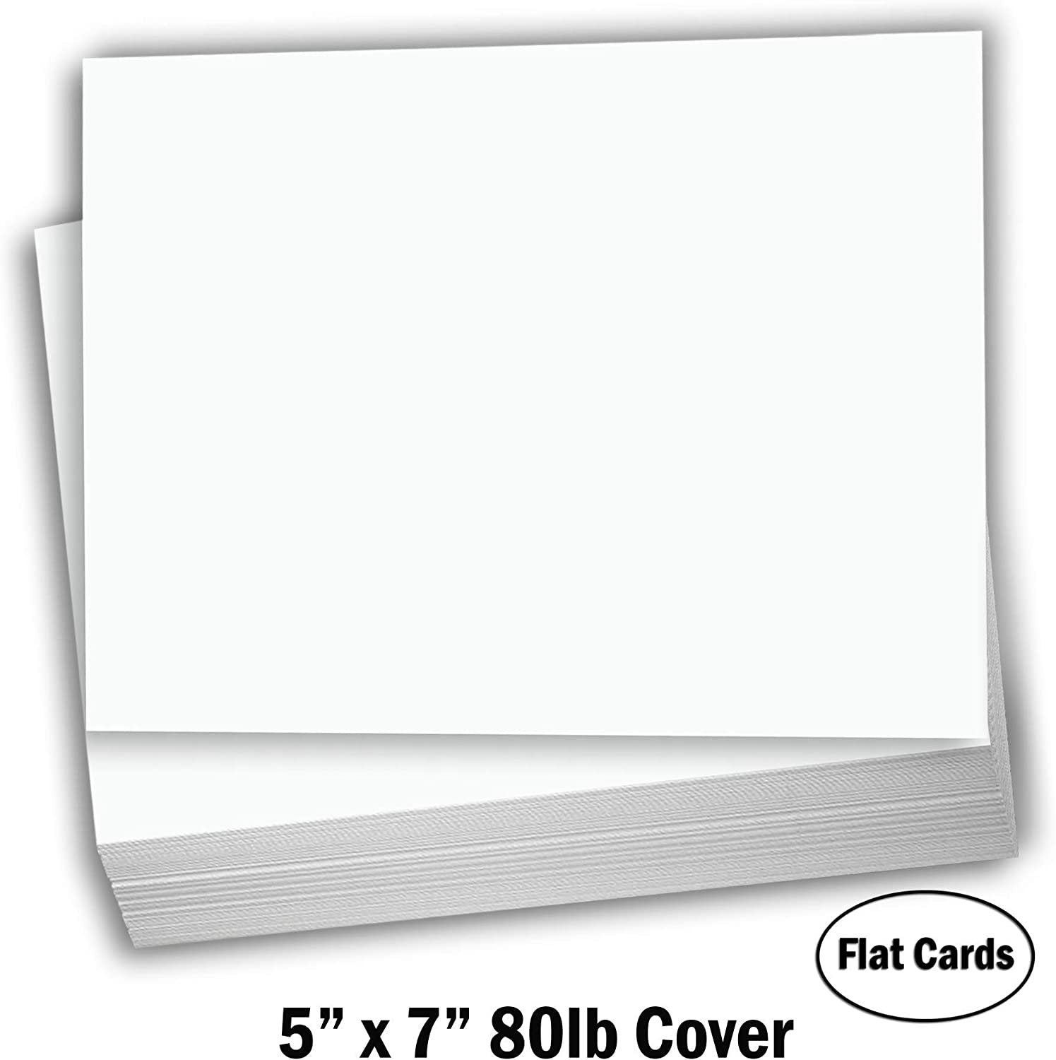 Hamilco White Cardstock Thick Paper - Blank Index Flash Note & Post Cards - Greeting Invitations Stationery 5 X 7" Heavy Weight 80 lb Card Stock for Printer - 100 Pack - Hamilco.com