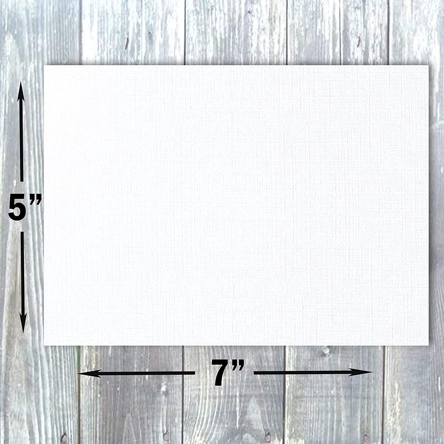 Hamilco Blank Cards and Envelopes - Flat 5" x 7" Linen White Cardstock Thick Paper 100lb Cover 100 Pack - Hamilco.com