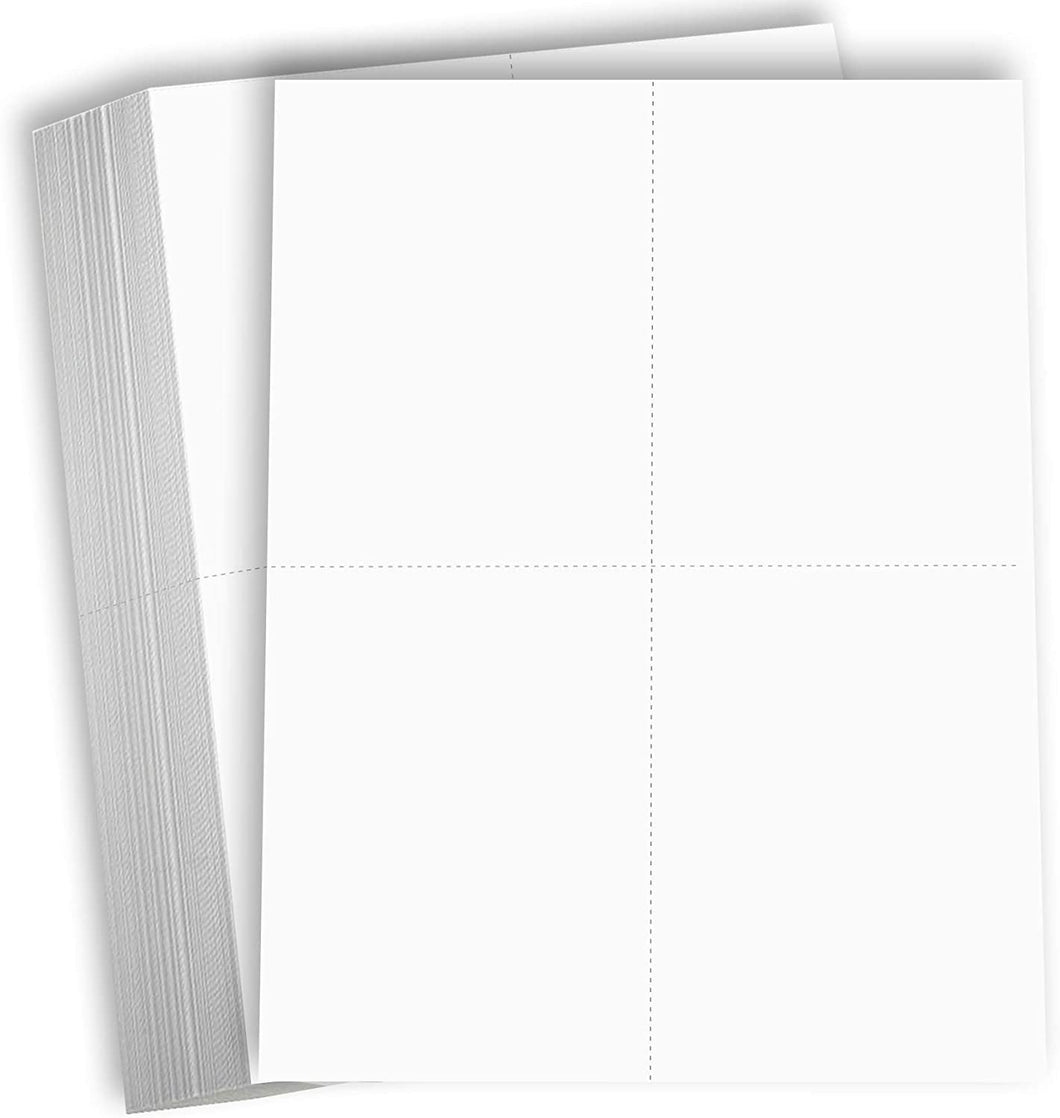 Hamilco White Cardstock Thick Paper - 8 1/2 x 11 Perforated 4 Up - 4 –