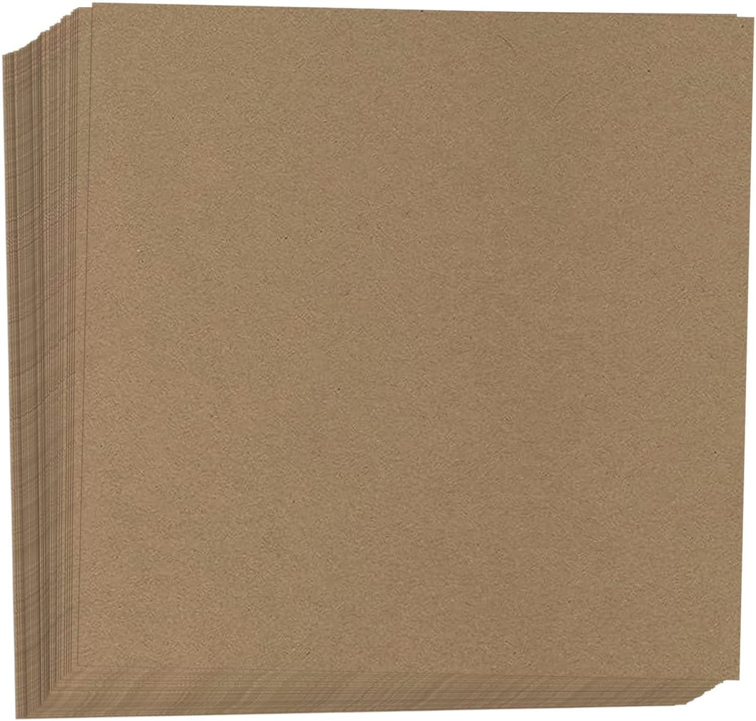 Hamilco Brown Kraft Cardstock Scrapbook Paper 12x12 Thick Blank Card Stock Heavy Weight 100 lb Cover - 25 Pack