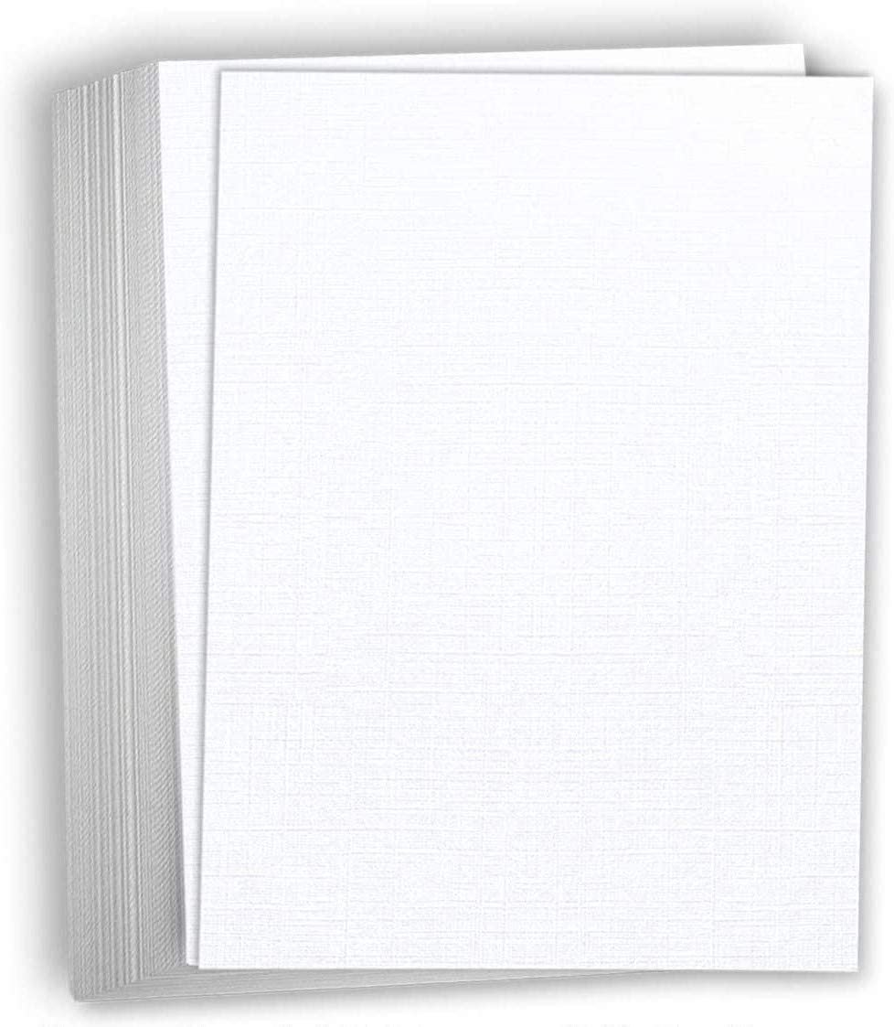 Hamilco White Linen Textured Cardstock Thick Paper - 8 x 10" Heavy Weight 80 lb Cover Card Stock - 50 Pack - Hamilco.com