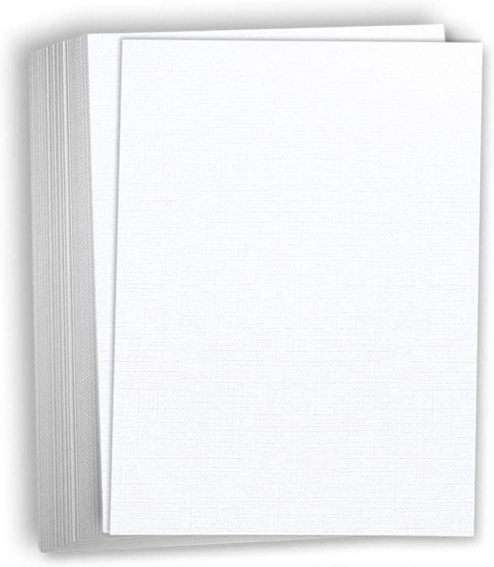 Hamilco White Linen Textured Cardstock Thick Paper - 8 x 10
