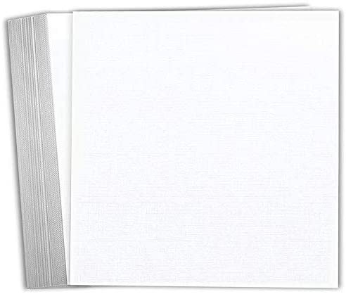 Hamilco White Linen Cardstock Scrapbook Paper 12x12 Heavy Weight 100 lb Cover Card Stock – 25 Pack