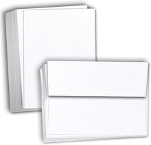 Hamilco White Linen Cards and Envelopes - Flat 5" x 7" Cardstock Paper 80lb Cover 100 Pack