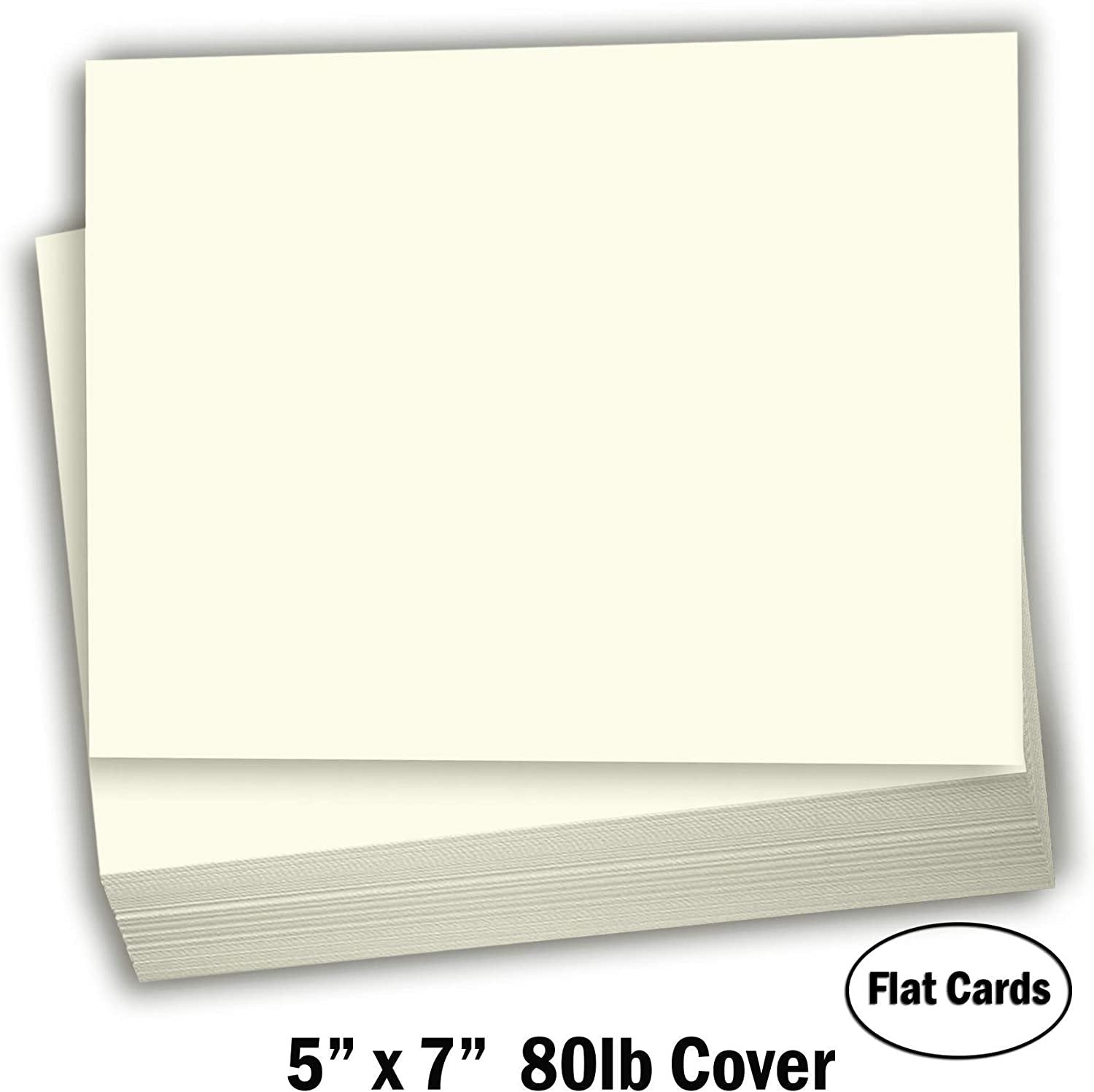 Hamilco Cream Colored Cardstock Thick Paper - Blank Index Flash Note & Post Cards - Greeting Invitations Stationary - Flat 5 X 7" Heavy Weight 80 lb Card Stock for Printer – 100 Pack - Hamilco.com