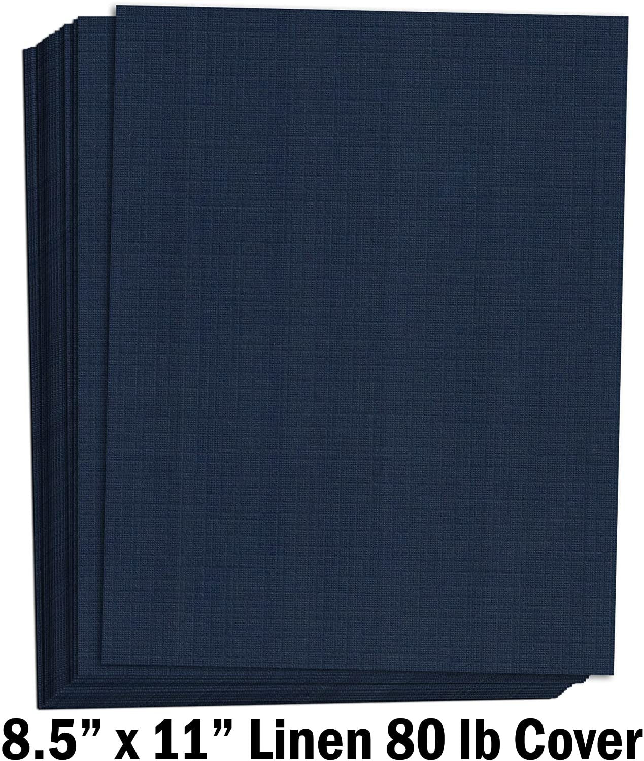 Hamilco Colored Cardstock Scrapbook Paper 8.5x11 Linen Textured Color Card Stock Paper Denim Blue 80 lb Cover 50 Pack - Hamilco.com