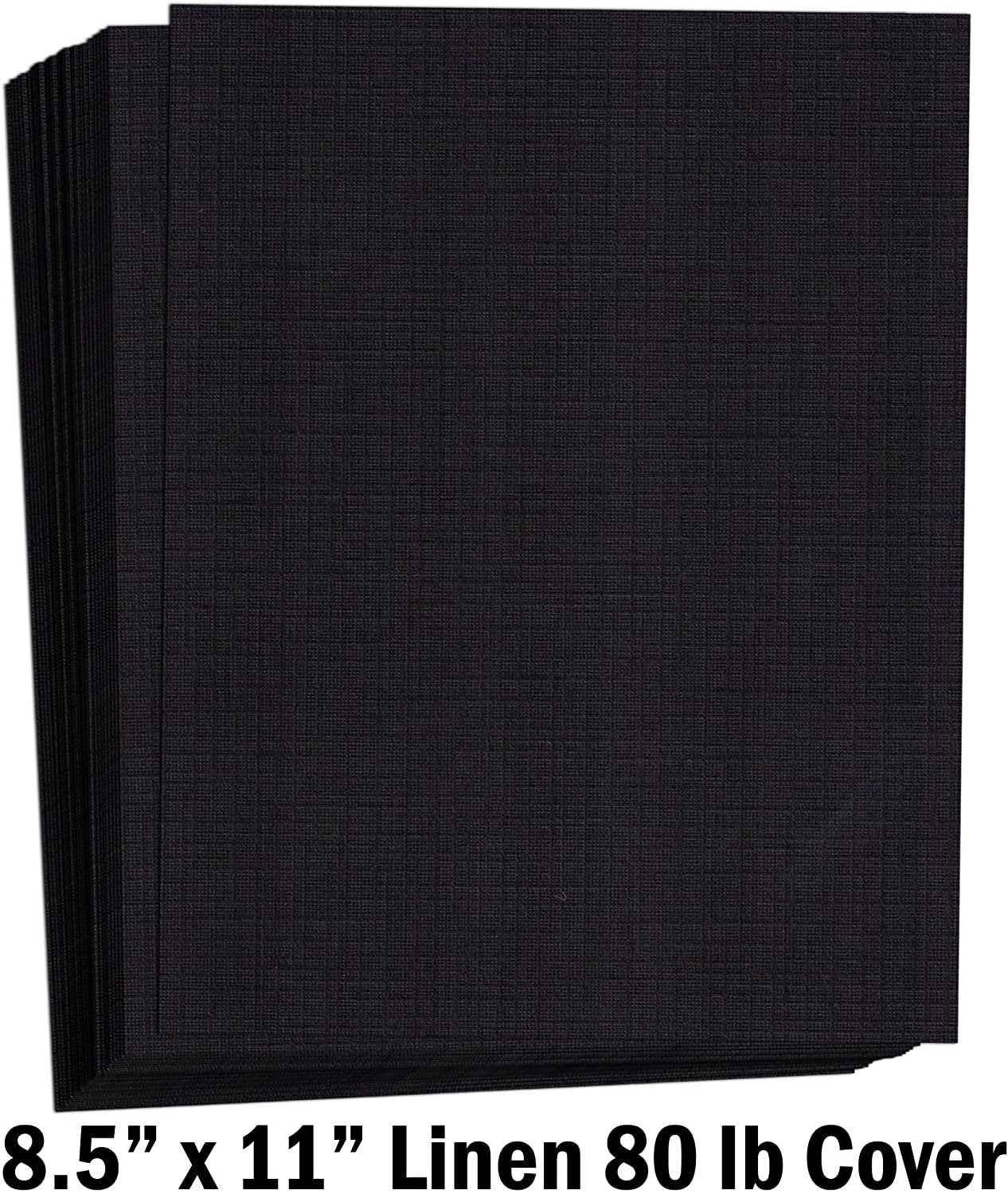 Hamilco Colored Cardstock Scrapbook Paper 8.5x11 Linen Textured Color Card Stock Paper Black 80 lb Cover 50 Pack - Hamilco.com