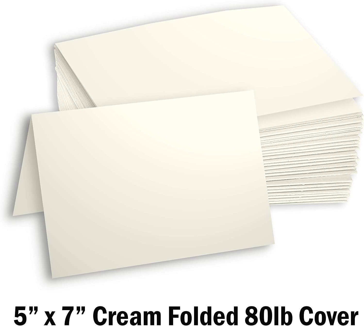 Hamilco Blank Greeting Cards 5x7 Folded Cream Card stock 80 lb Cover 100 Pack - Hamilco.com