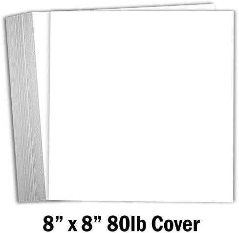 Hamilco 8x8 White Scrapbook Cardstock Paper 80lb Cover Card Stock 100 Pack - Hamilco.com