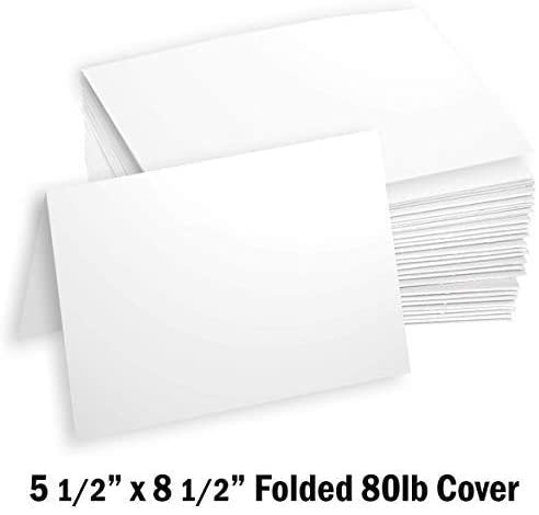 Hamilco White Cardstock Paper Blank Note Cards 5.5" x 8.5" folded 100 Pack - Hamilco.com
