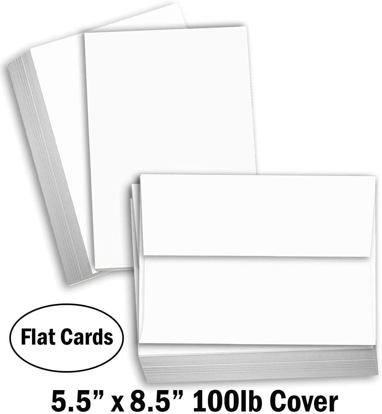 Hamilco White Cardstock Thick Paper - Blank Index Flash Note & Post Cards - Greeting Invitations Stationery FLAT 5 1/2 X 8 1/2" Heavy Weight 100 lb Card Stock for Printer (100 pack - with Envelopes)