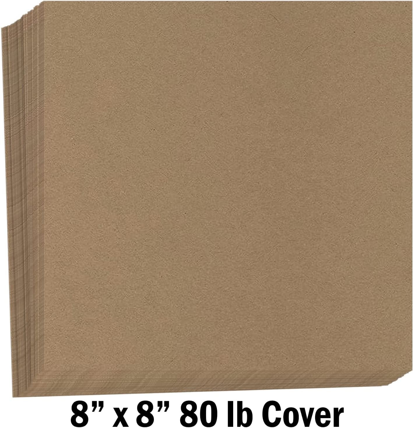 Hamilco Brown Colored Kraft Cardstock Scrapbook Paper 8x8 Heavy Weight 80 lb Cover – 50 Pack - Hamilco.com