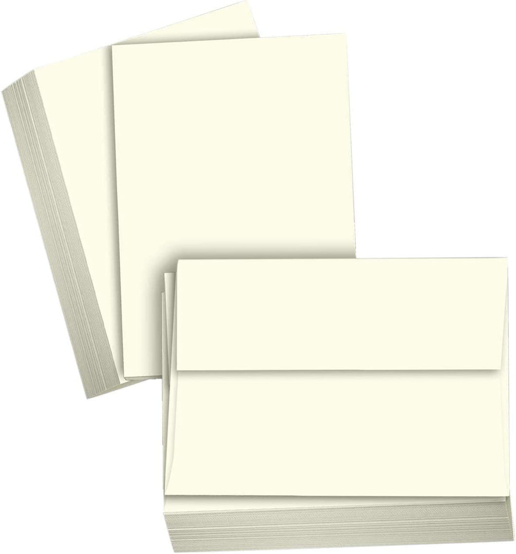 Hamilco Card Stock Folded Blank Cards with Envelopes 5x7 - Scored White Cardstock Paper 80lb Cover - 100 Pack