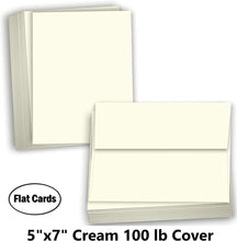 Hamilco Card Stock Blank Note Cards with Envelopes Flat 5" x 7" Cream Cardstock Paper 100lb Cover - 100 Pack