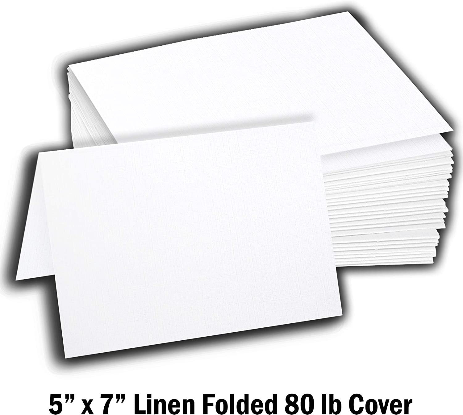 Hamilco Linen Cardstock Thick Paper - 5 x 7" Blank Folded Cards - Greeting Invitations Stationary - Heavy weight 80 lb Card Stock for Printer - 100 Pack - Hamilco.com