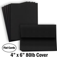 Hamilco Card Stock Blank Cards with Envelopes - Flat 4x6 Black Colored Cardstock Paper and Envelope Set 80 lb Cover 100 Pack