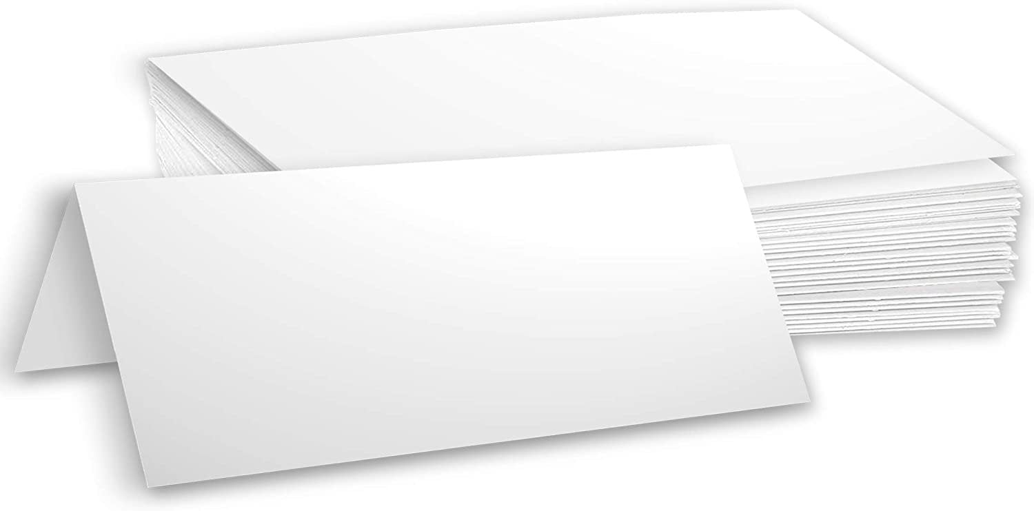 Hamilco Blank Tent Name Place Table Cards 3 1/2" x 11" Folded Card Stock - White Cardstock Paper 80lb Cover - 100 Pack - Hamilco.com