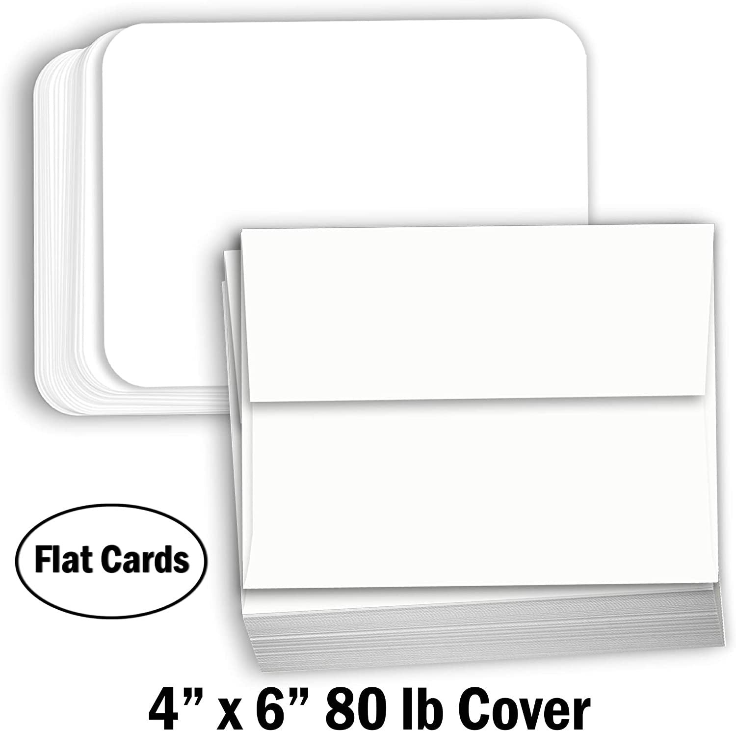 Hamilco White Cardstock Thick Paper - Blank Index Flash Note & Post Cards Rounded Corners with Envelopes Greeting Invitations Stationary 4 X 6" Heavy weight 80 lb Card Stock - 100 Pack - Hamilco.com