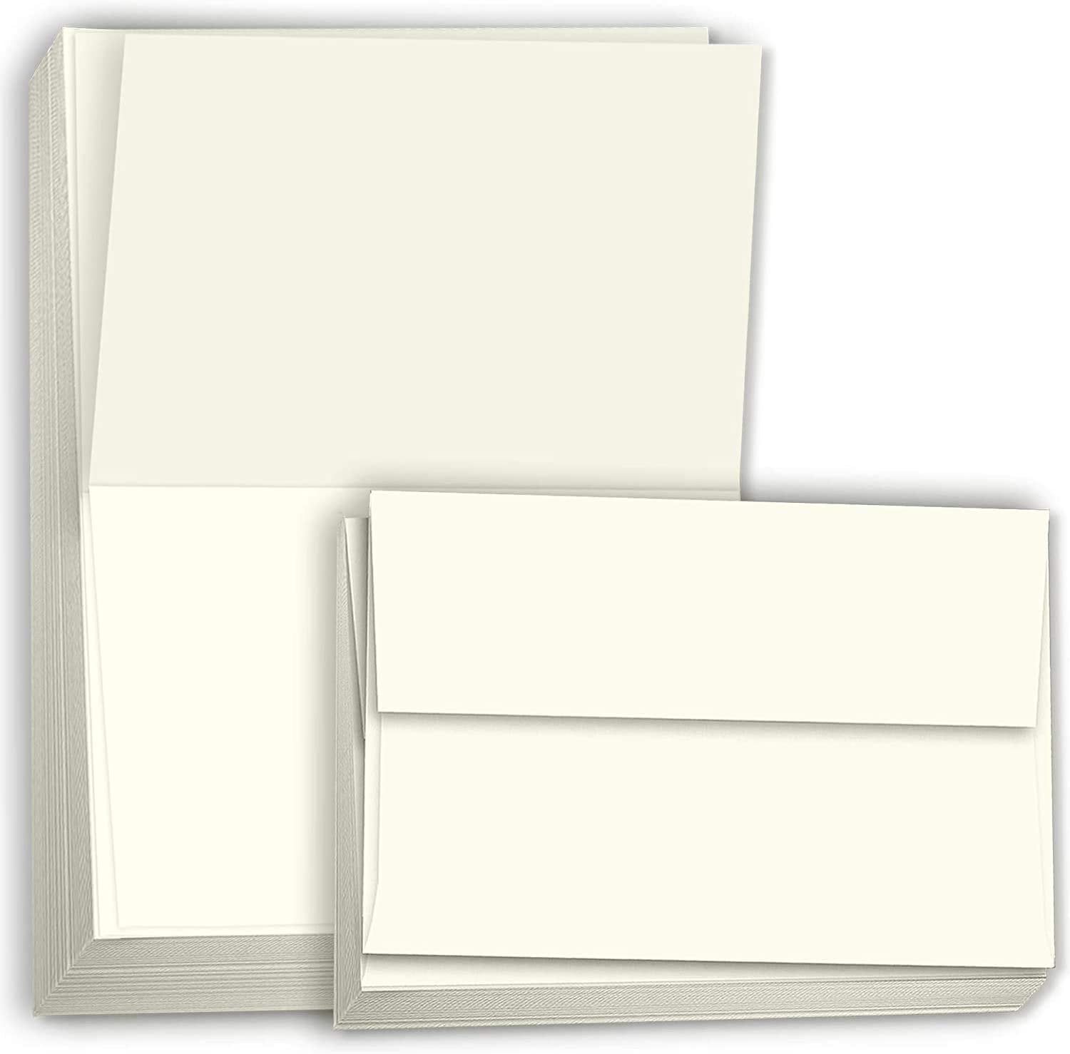 Hamilco Blank Greeting Cards and Envelopes 5x7 Folded Cream Card stock 80 lb Cover 100 Pack - Hamilco.com