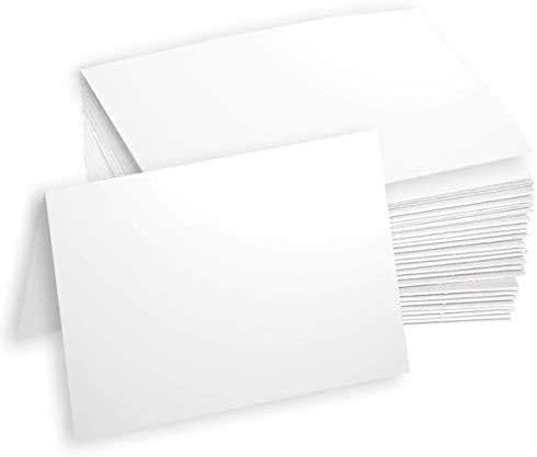 Hamilco White Cardstock Thick Paper Blank Place Tent Folded A2 Cards - Greeting Invitations Stationary - 4 1/4 x 5 1/2 Heavy Weight 80 lb Card