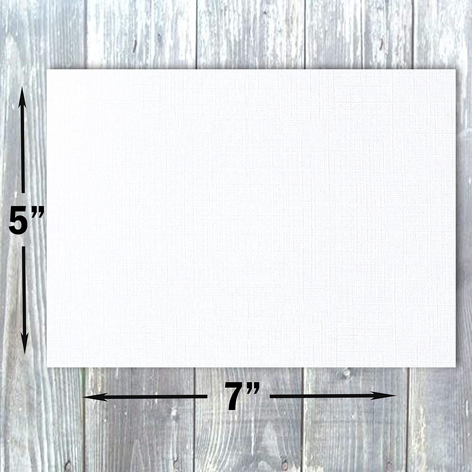 Hamilco White Linen Cards and Envelopes - Flat 5" x 7" Cardstock Paper 80lb Cover 100 Pack - Hamilco.com
