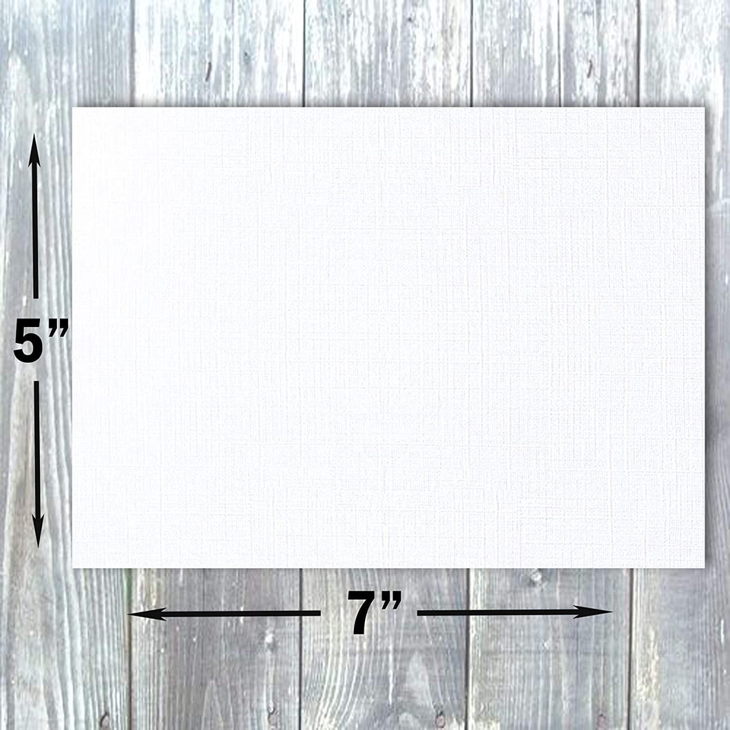 Hamilco White Linen Cards and Envelopes - Flat 5 x 7 Cardstock