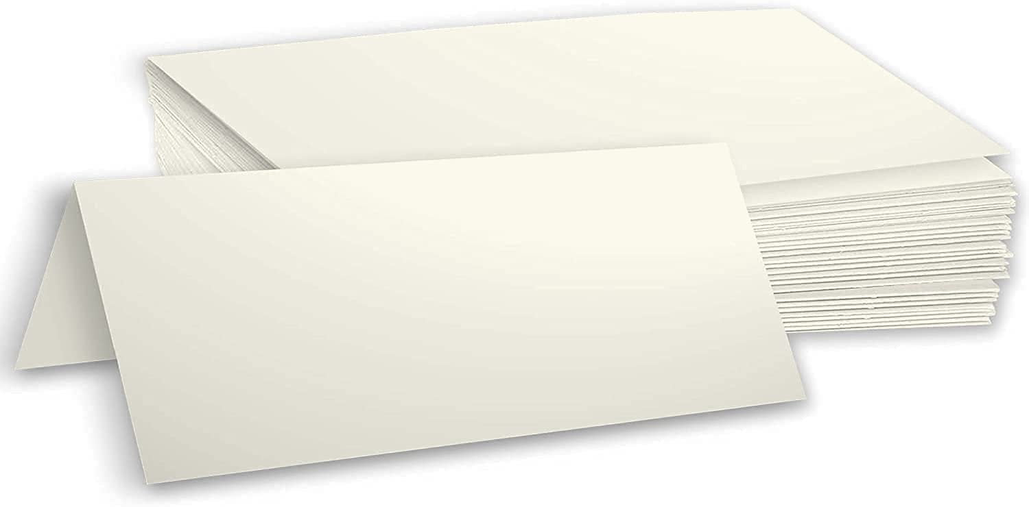 Hamilco Blank Tent Name Place Table Cards 3 1/2" x 11" Folded Card Stock - Cream Cardstock Paper 80lb Cover - 100 Pack - Hamilco.com