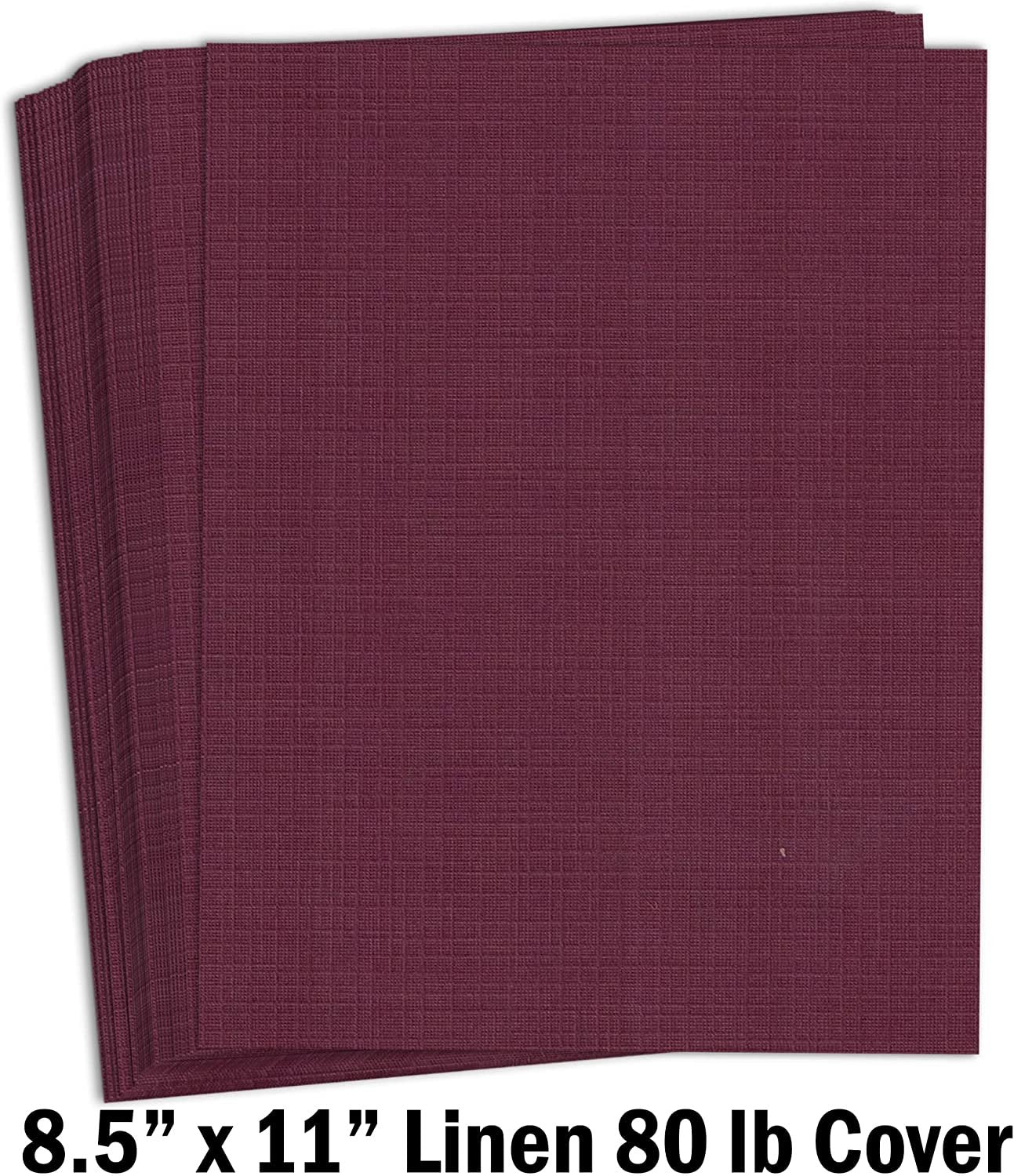 Hamilco Colored Cardstock Paper 8.5x11 Linen Textured Color Card Stock Paper Burgundy Red 80 lb Cover 50 Pack - Hamilco.com