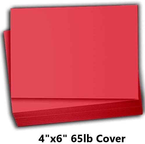 Hamilco Colored Scrapbook Cardstock Paper 4x6 Card Stock Paper 65 lb Cover 100 Pack (Punch Red)
