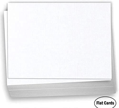 Hamilco 5x7 White Linen Cardstock Paper Blank Index Cards Flat Card St –