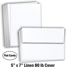 Hamilco 5x7 White Linen Textured Cardstock Paper Blank Index Cards Flat Card Stock 80lb Cover – 50 Pack