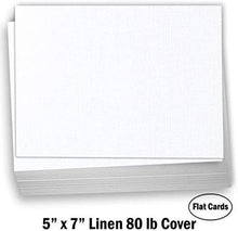 Hamilco 5x7 White Linen Textured Cardstock Paper Blank Index Cards Flat Card Stock 80lb Cover – 50 Pack