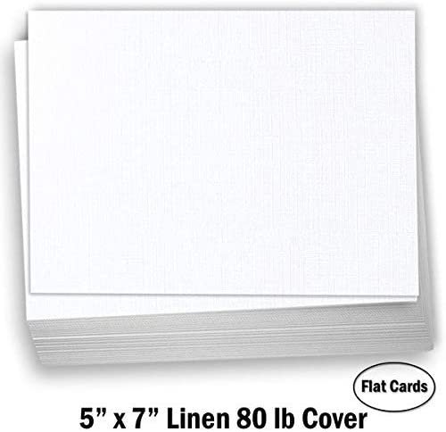 Hamilco 5x7 White Linen Textured Cardstock Paper Blank Index Cards Fla –