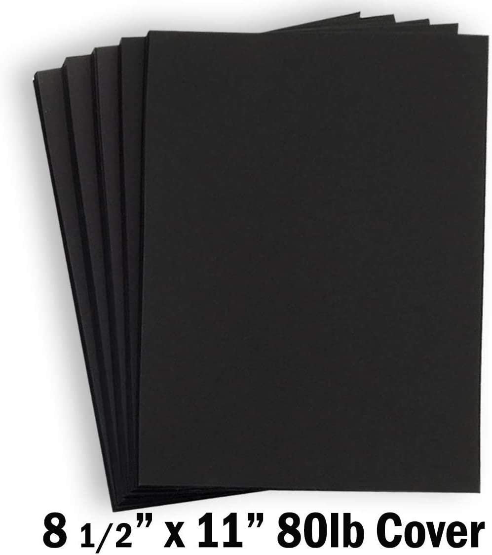 Hamilco Black Colored Cardstock Thick Paper - 8 1/2 x 11" Heavy Weight 80 lb Cover Card Stock - for Scrapbook Craft Calligraphy or Chalkboard Papers for Printer - 50 Pack - Hamilco.com