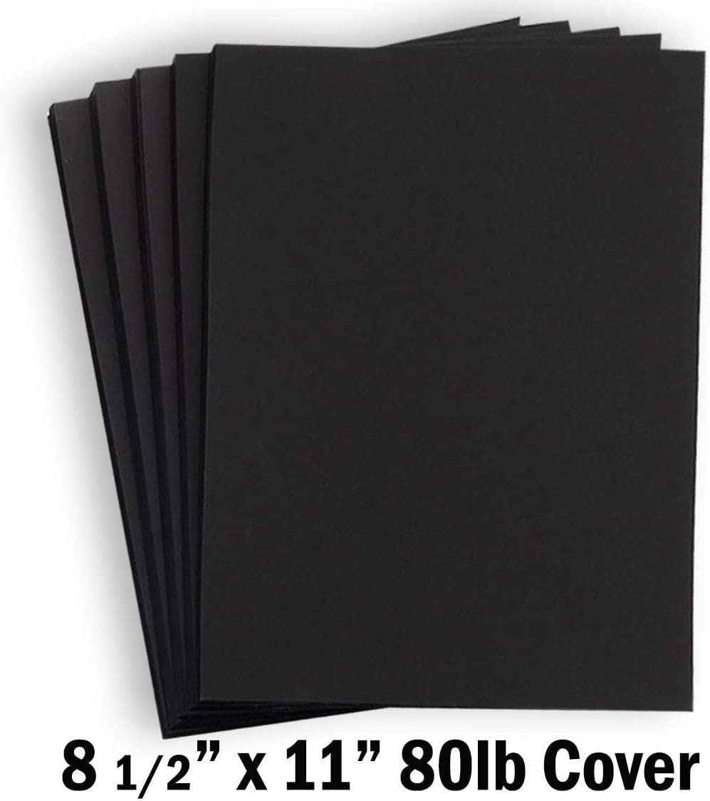 Black Cardstock Thick Paper 50 Sheets 8.5 x 11 Heavyweight 92lb